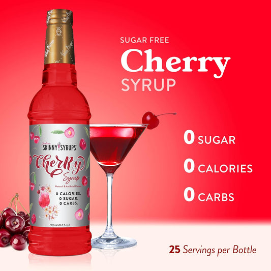 Jordan'S Skinny Mixes Sugar Free Syrup, Cherry Flavor, Fruit Flavored Water Enhancer, Drink Mix For Ice Tea, Lemonade & More, Zero Calorie Flavoring, Keto Friendly, 25.4 Fl Oz, 1 Pack