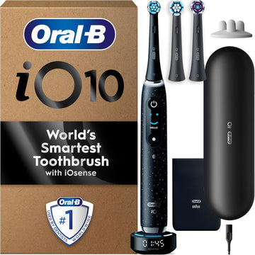 Oral-B Io10 Electric Toothbrushes For Adults, Gifts For Women / Men, 1 Handle, 1 Ultimate Clean Toothbrush Head, Charging Travel Case, 7 Modes, 2 Pin Uk Plug, Cosmic Black, Oral B Io Toothbrush