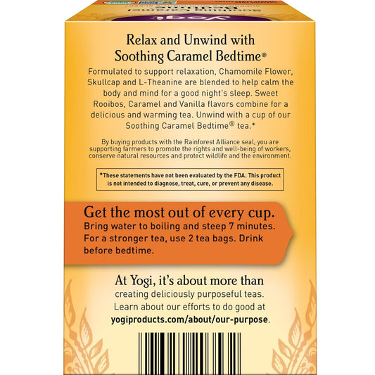 Yogi Tea Soothing Caramel Bedtime Tea - 16 Tea Bags Per Pack (4 Packs) - Calming Sleep Tea - Supports Good Sleep - Includes Chamomile Flower, Rooibos Leaf, Roasted Chicory Root & More