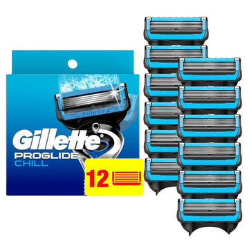 Gillette Proglide Chill Mens Razor Blade Refills, Cooling Technology Chills, 12 Count