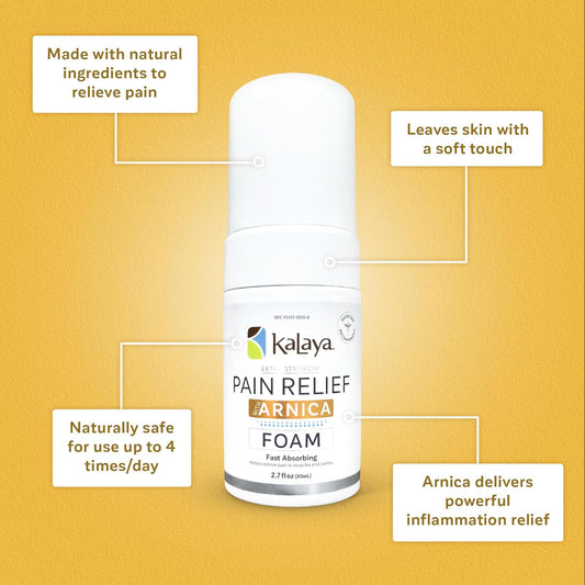 Kalaya Naturals Pain Relief Foam With Arnica - Extra Strength Foam Muscle Rub For Muscle Pain And Joint Pain With Arnica And Eucalyptus - For Adults And Children 12 And Up - 2.7 Oz