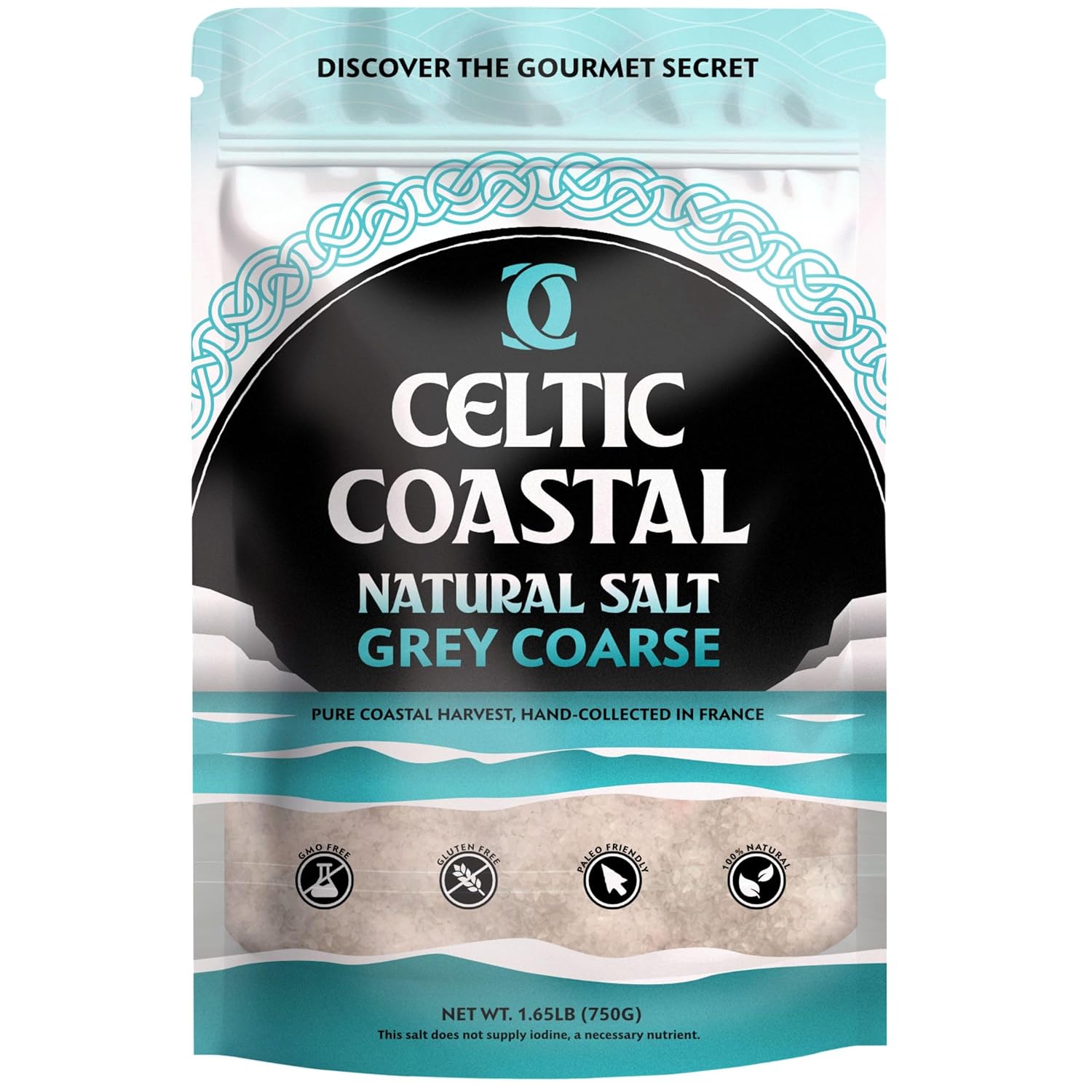 Celtic Coastal Grey Coarse - Natural Salt, 1.65 Lb. - 26 Oz., 100% Organic & Unrefined, Rich In 82+ Essential Minerals, Hand-Harvested French Celtic Crystals