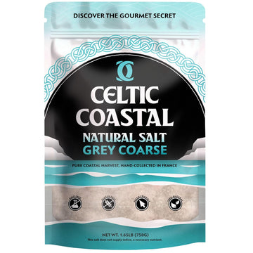 Celtic Coastal Grey Coarse - Natural Salt, 1.65 Lb. - 26 Oz., 100% Organic & Unrefined, Rich In 82+ Essential Minerals, Hand-Harvested French Celtic Crystals