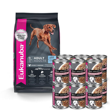 Eukanuba Adult Large Breed Dry Dog Food, 16 Lb. Bag Adult With Lamb & Rice Canned Wet Dog Food, 13.2 Oz Can (12-Count)