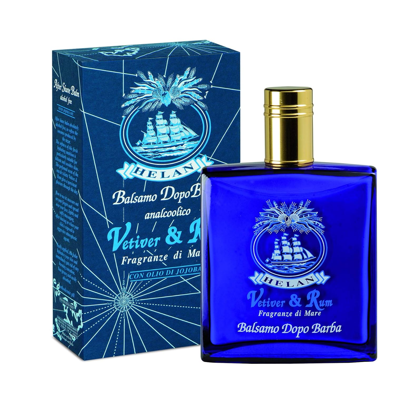 Helan Vetiver & Rum - Natural & Non-Alcoholic Beard Balm, Aftershave For Men - Refreshing, Emollient & Soothing Against Irritation, Fresh And Fragrant Emulsion, Light Texture, Made In Italy, 100 Fl Oz : Beauty & Personal Care