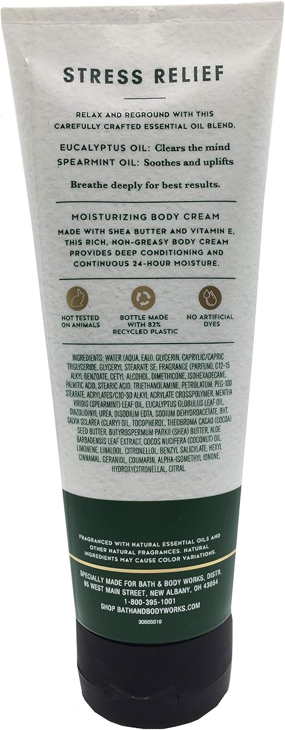 Bath & Body Works Aromatherapy Stress Relief Eucalyptus Spearmint Body Cream 8 Oz / 226 G
