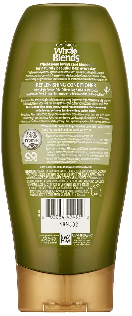 Garnier Whole Blends Mythic Olive Hydrating Conditioner, 12.5 Fl Oz, 1 Count (Packaging May Vary)