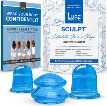 Lure Essentials Sculpt Silicone Cupping Theapy Set Anti Cellulite Cup Massager, Vacuum Suction For Lymphatic Drainage
