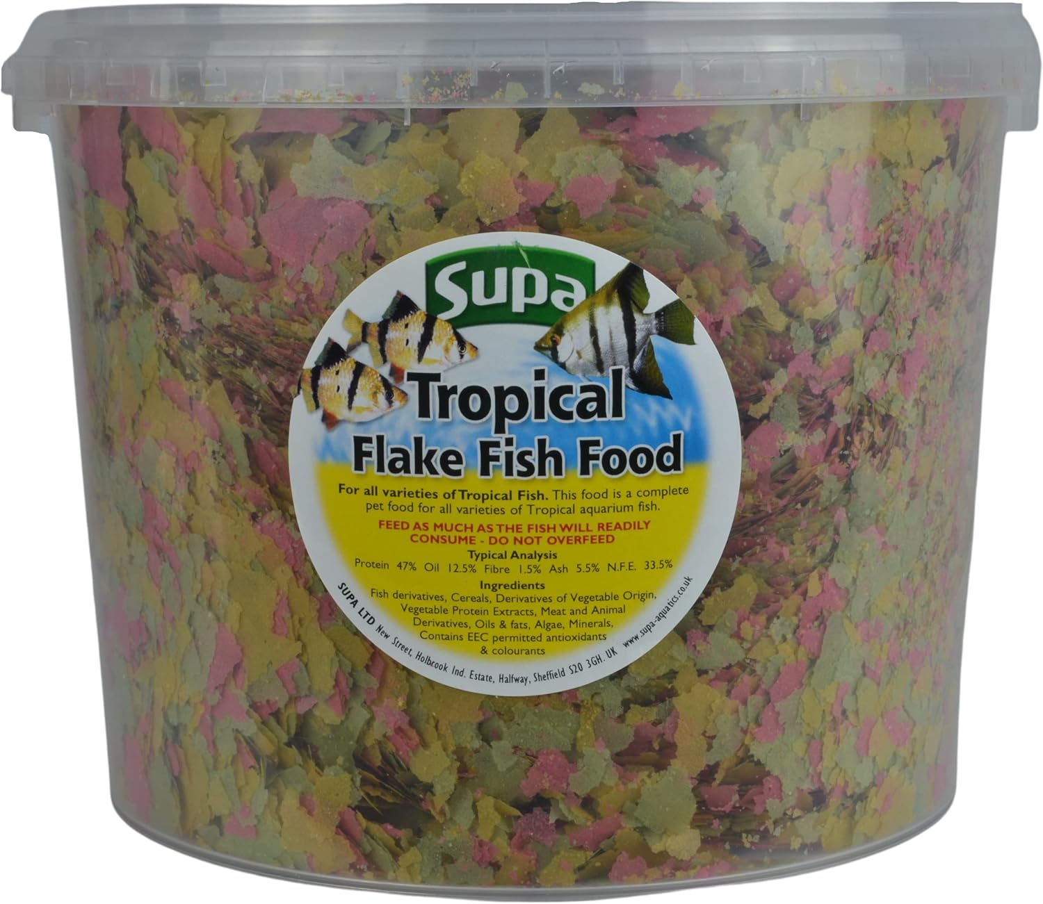 Supa Aquarium Tropical Fish Flake Food, 3 Litre Bucket, Premium Quality Nutritious Fish Food, Complete Balanced Diet