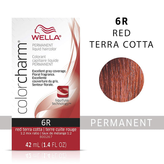 Wella Professionals Invigo Brilliance Color Protection Shampoo & Conditioner, For Fine Hair + Wella Colorcharm Permanent Liquid Hair Color For Gray Coverage, 6R Red Terra Cotta