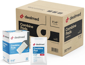 Dealmed Abdominal Combine Pads | Individually Wrapped, Absorbent, Latex-Free, Non Adherent | Abdominal Pads For Wound Care, Drainage, First Aid Kit | Sterile Abd Pads 5X9 In | 20/Box (Case Of 20)