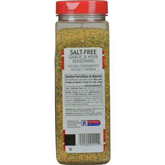 McCormick Perfect Pinch Garlic & Herb Seasoning, 19 oz - One 19 Ounce Container of Garlic Herb Seasoning to Add Zesty Flavor to Chicken, Pasta, Salads and More