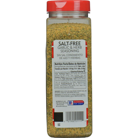 Mccormick Perfect Pinch Garlic & Herb Seasoning, 19 Oz - One 19 Ounce Container Of Garlic Herb Seasoning To Add Zesty Flavor To Chicken, Pasta, Salads And More