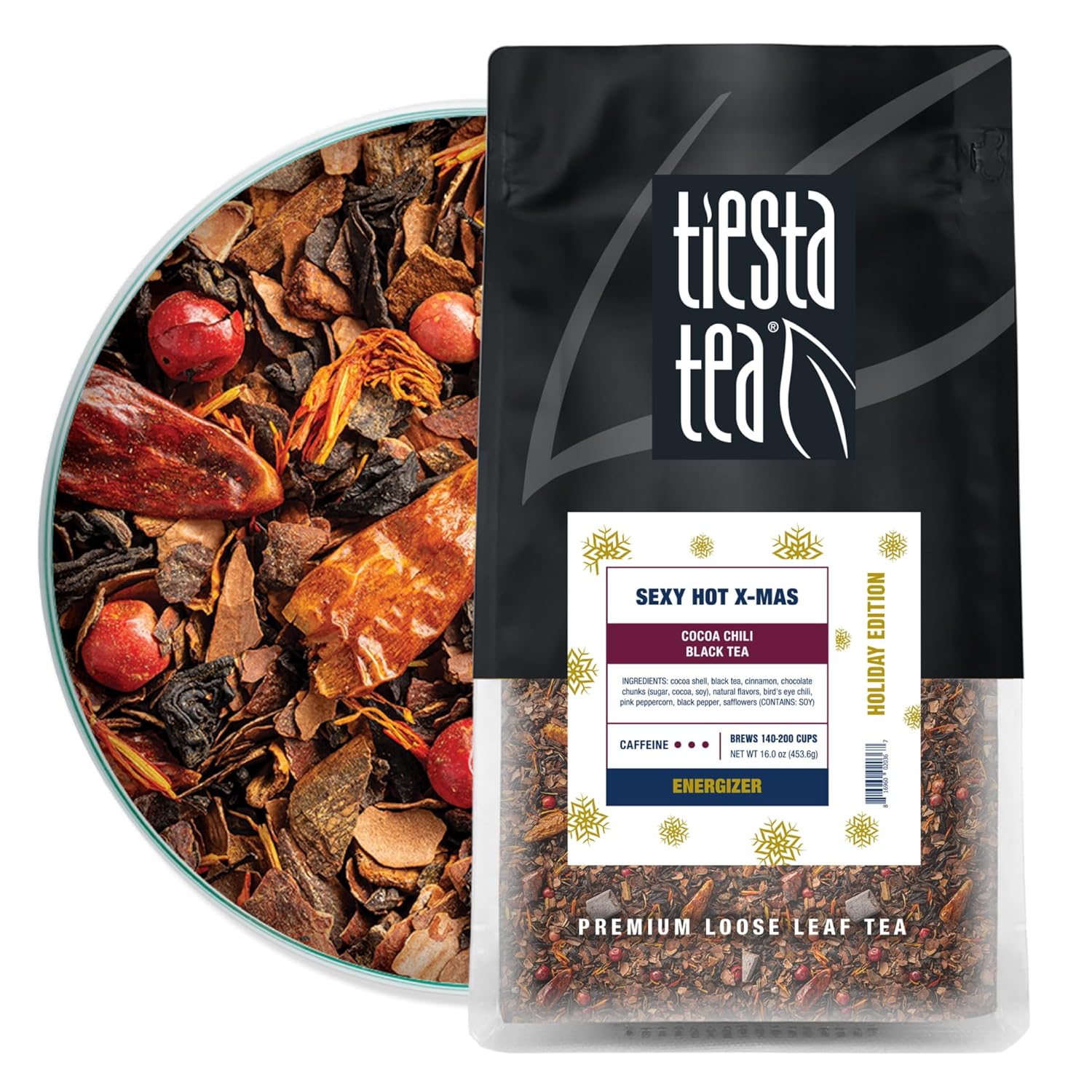 Tiesta Tea - Sexy Hot Christmas Tea, Cocoa Chili Black Tea, Premium Loose Leaf Tea Blend, High Caffeinated Spicy Black Tea, Make Hot Or Iced Tea & Brews Up To 200 Cups - 16Oz Resealable Bulk Pouch