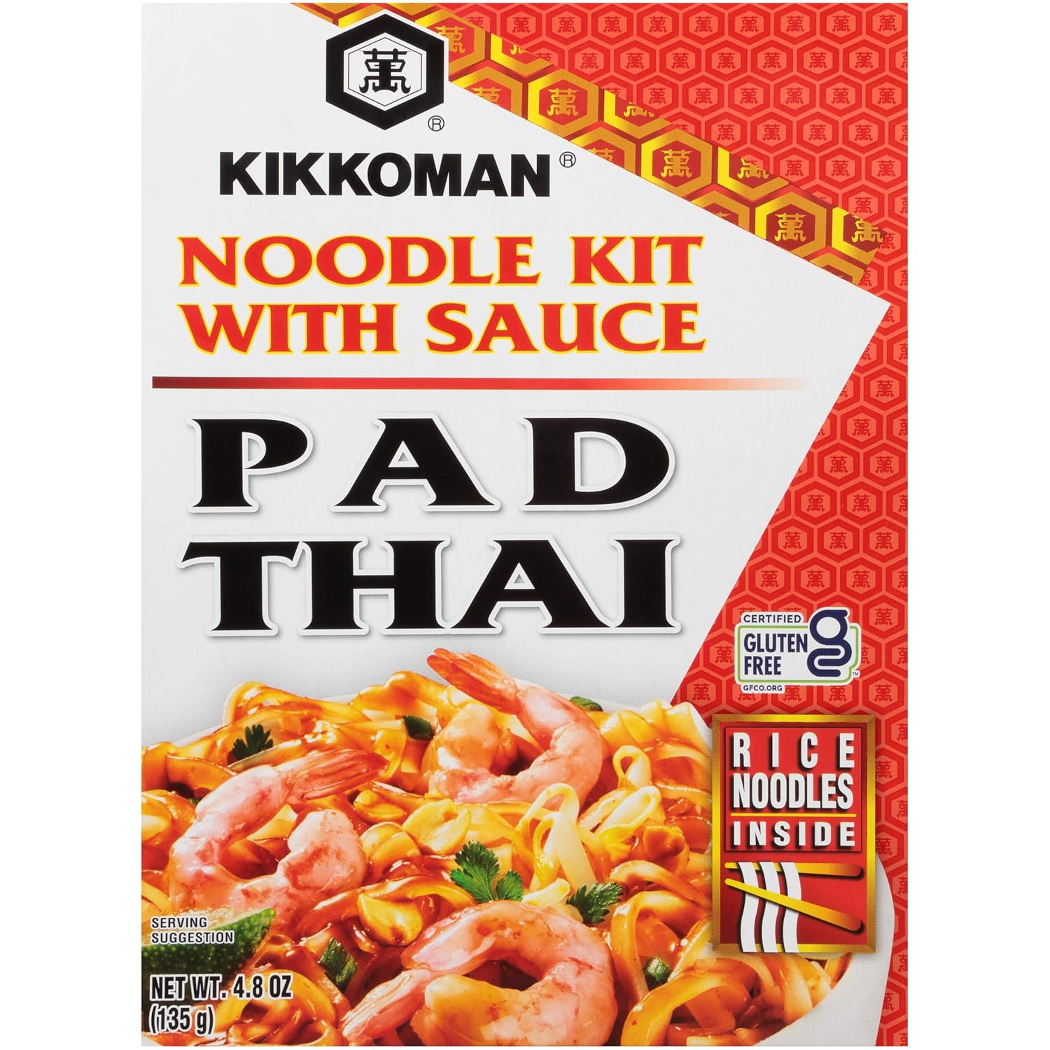 Kikkoman Pad Thai Noodle Kit, Gluten Free, 4.8 Ounces (Pack Of 6)