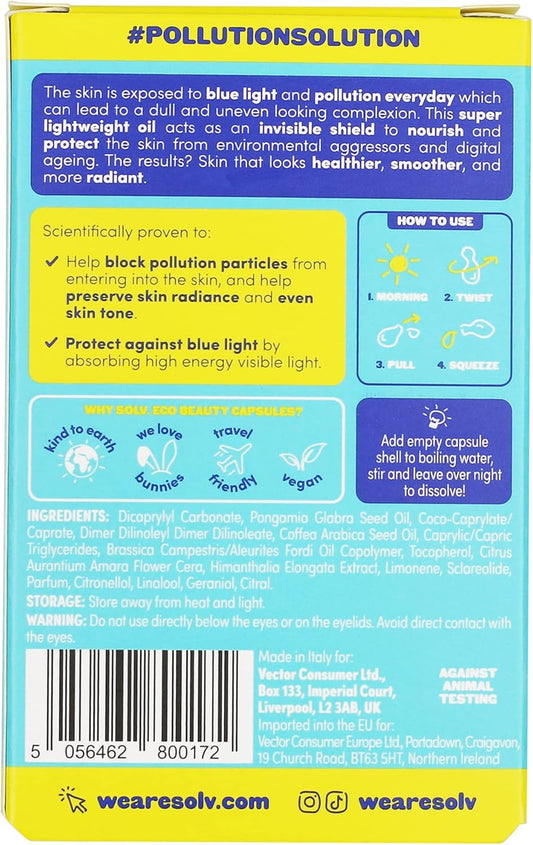 Solv Daily Defence Glow Oil - 14 Capsules. Anti-Pollutions + Blue Light Protection, Strengthens Skin Barrier, Restores Glow