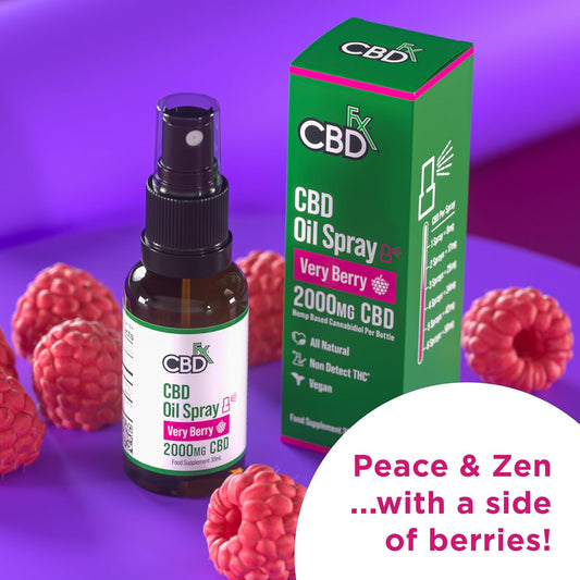 Cbdfx 2000Mg Cbd Spray High Strength Flavoured Cbd Oil Very Berry Vegan Non-Gmo Blended With Mct Oil Improved Purity No Thc 30 Ml (40 Days)