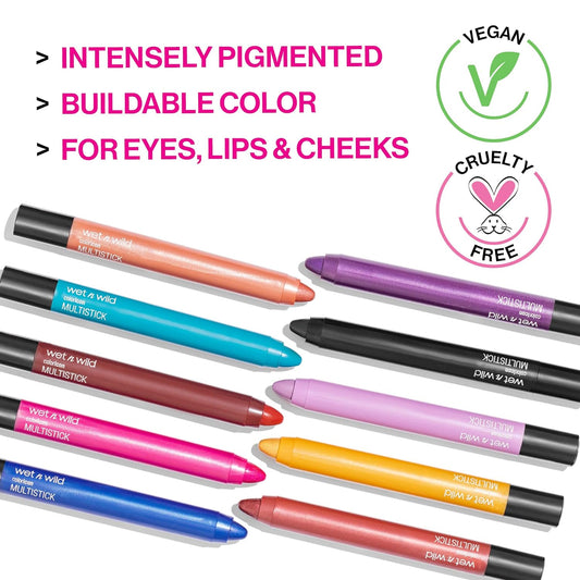 Wet N Wild Color Icon Cream Eyeliner Eyeshadow Multi-Stick, Moisturizing, Nourishing Velvety Cream-To-Powder Buildable & Blendable Formula, Cruelty-Free & Vegan - Reddy, Set, Go