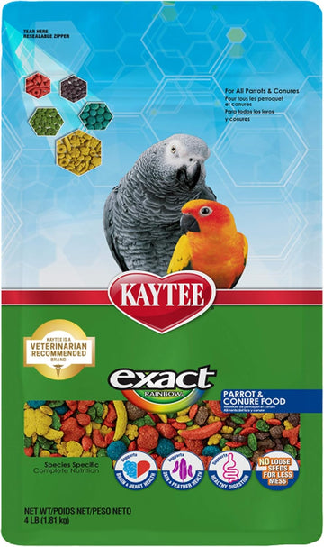 Kaytee Exact Rainbow Pet Parrot & Conure Food, 4 Pound