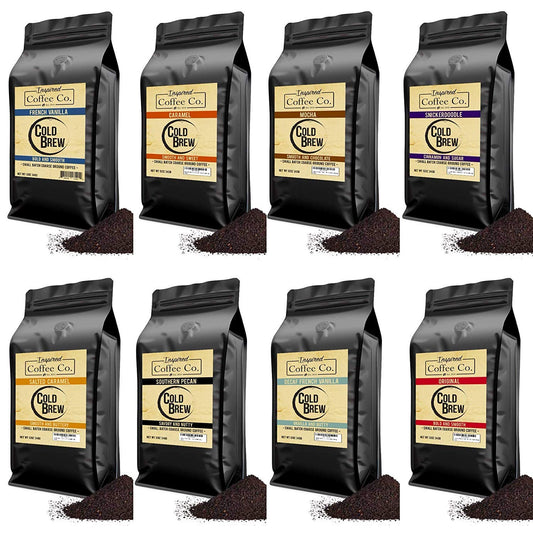 Hazelnut - Flavored Cold Brew Coffee Grounds - Inspired Coffee Co. Local Coarse Ground Coffee For Cold Brew - Resealable Bag 12 Oz