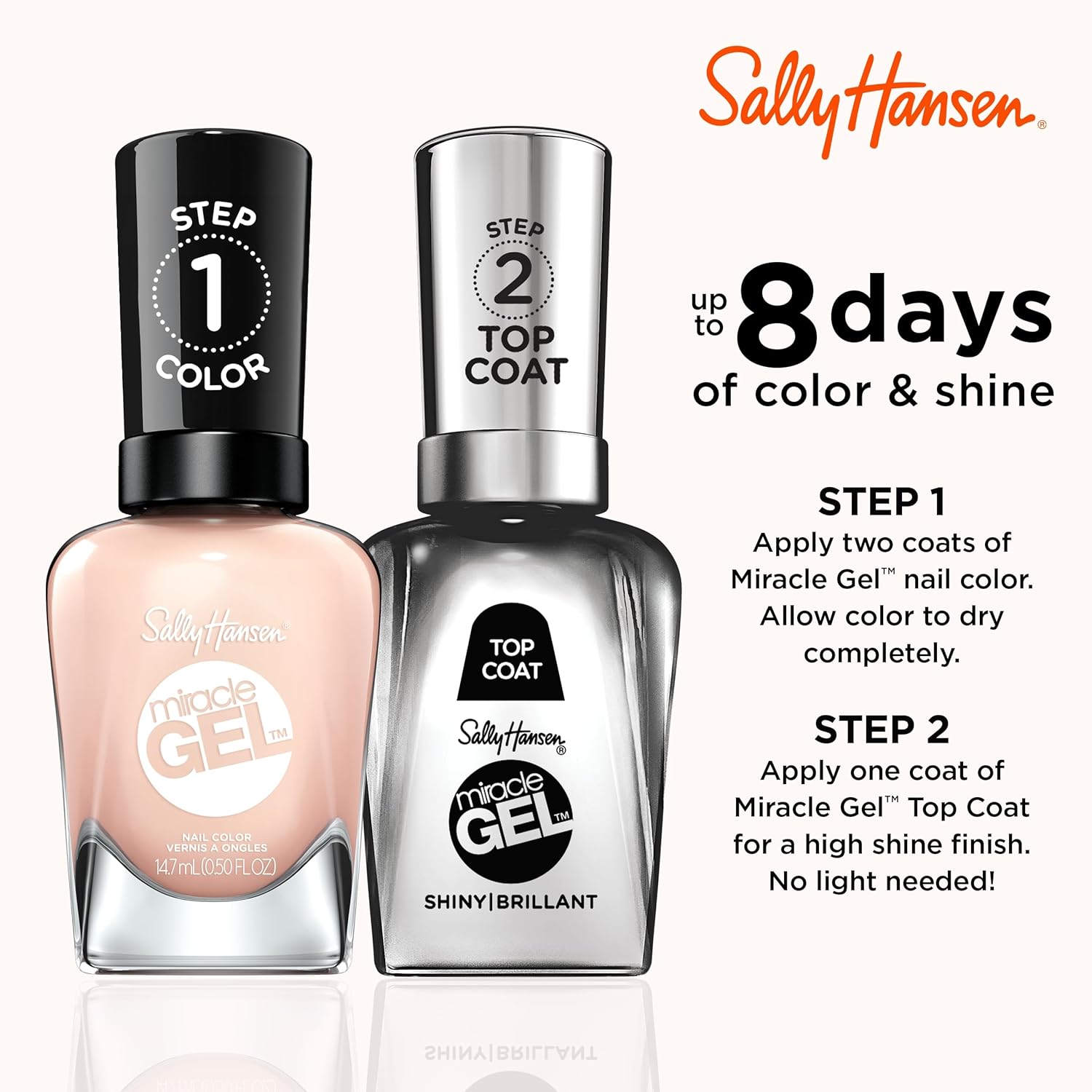 Sally Hansen Miracle Gel™, Sheer Happiness, Long Lasting, Gel-Like Formula, No UV Lamp Needed, Pink Nail Polish : Beauty & Personal Care