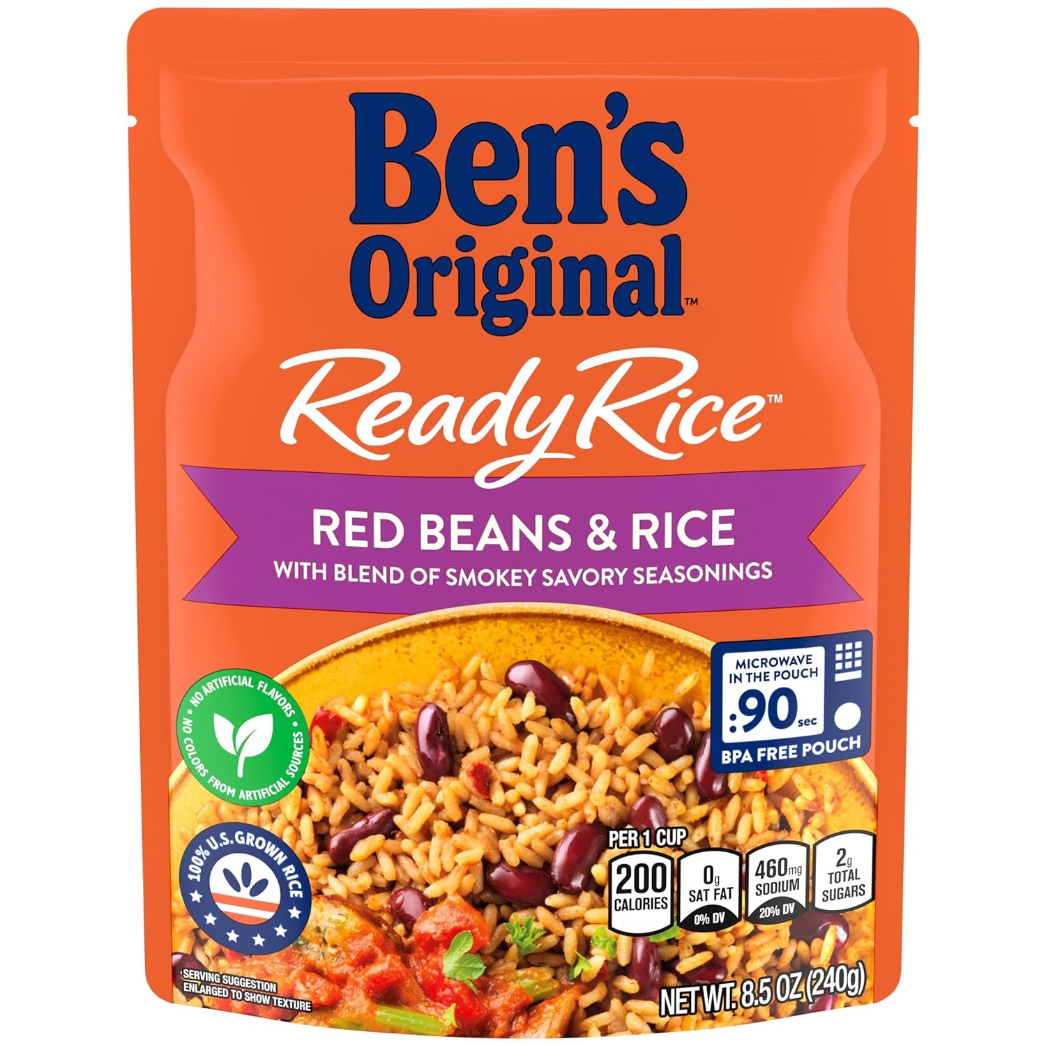 BEN'S ORIGINAL Ready Rice Red Beans and Rice, Easy Flavored Rice Dinner Side, 8.5 oz Pouch