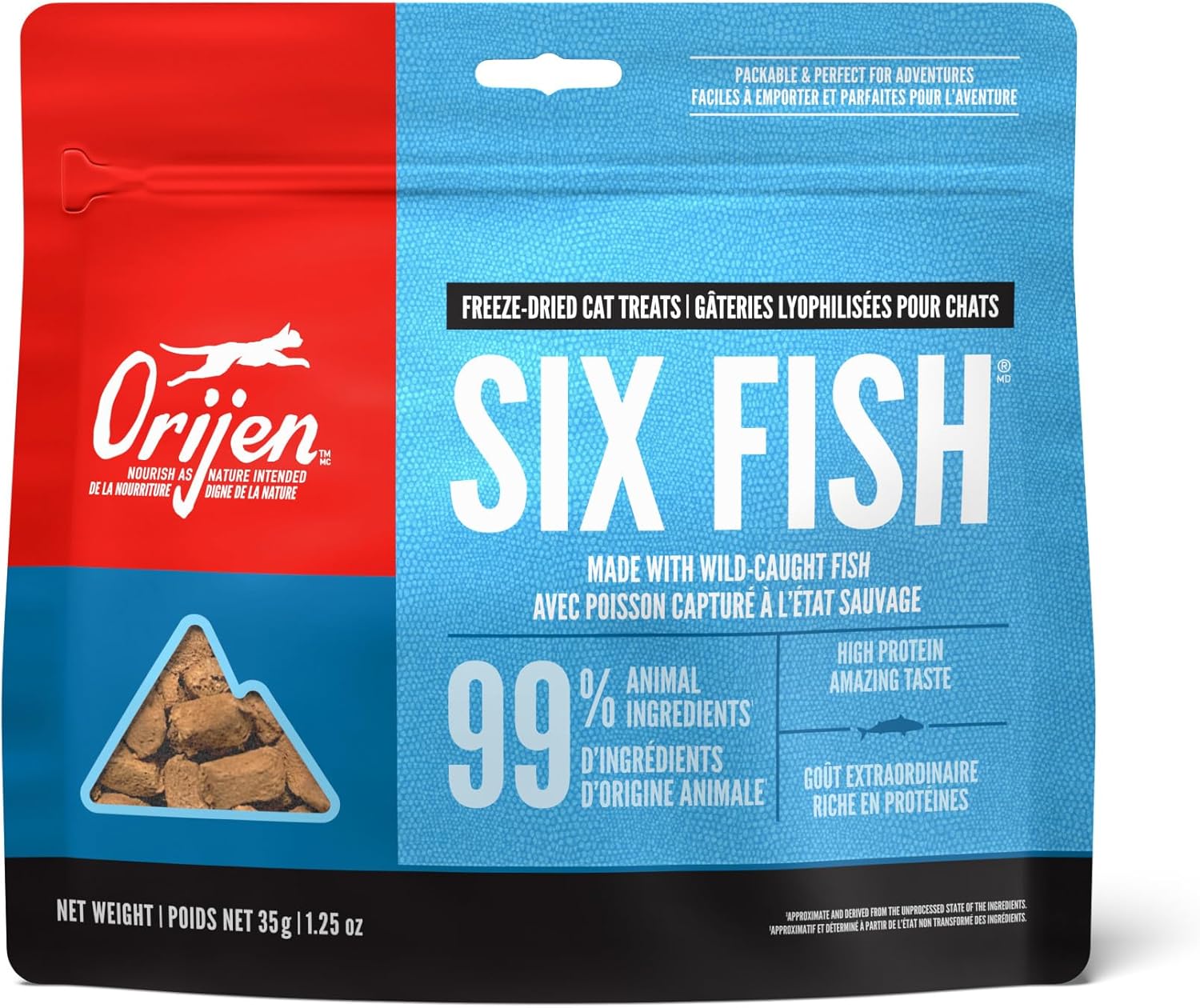 Orijen Six Fish Freeze-Dried Cat Treats | Biologically Appropriate | 1.25Oz