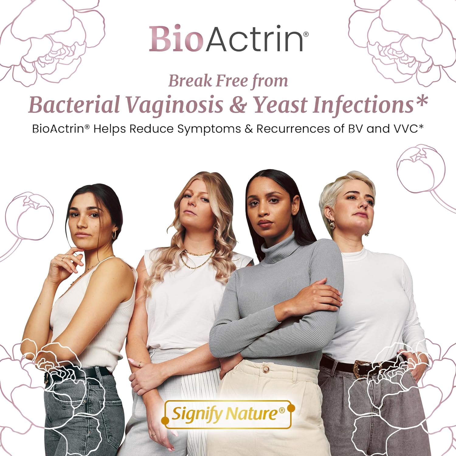 Bioactrin Vaginal Probiotics for Women - Formulated Bacterial Vaginosis Treatment, Yeast Infection and Vaginitis Relief - BV Treatment for Women Probiotic- pH Female Vaginitis Support - 56 Pills : Health & Household