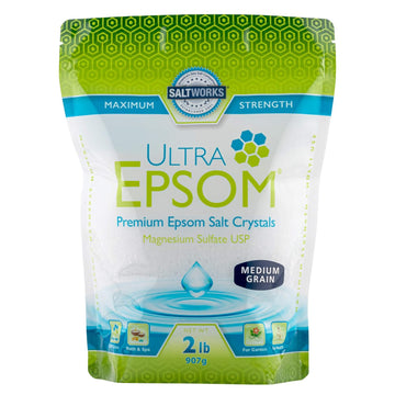 Saltworks Ultra Epsom Premium Bath Salt, Medium Grain, 2 Pound Bag