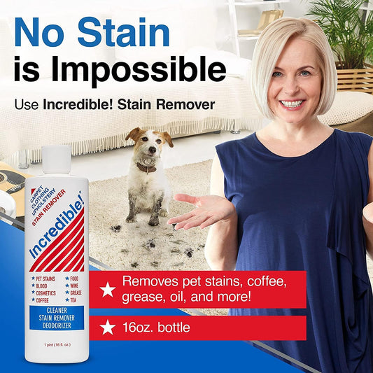 Stain Remover - Stain Remover for Clothes, Laundry, Carpets, Mattress & Upholstery, Removes Most Household Stains - Pet Stains, Urine, Odors, Red Wine, Grease, Ink & Coffee! 16.oz (2 Pack)