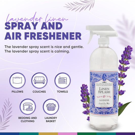 Lavender Linen and Room Spray 32oz, Refreshing Bed Linen Spray, Luxurious Scent, Ideal for Freshening Linens, Laundry Basket & Home Ambiance