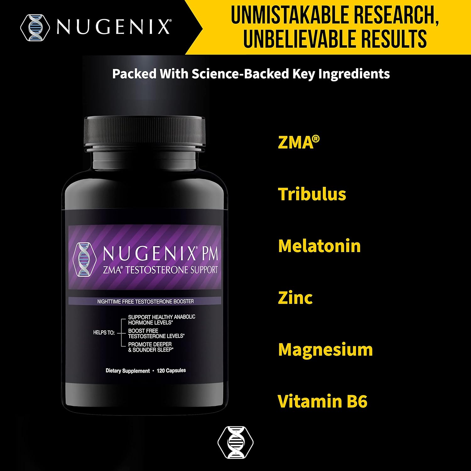 Nugenix PM ZMA - Nighttime Free Testosterone Booster and Sleep Support, 120 Count : Health & Household