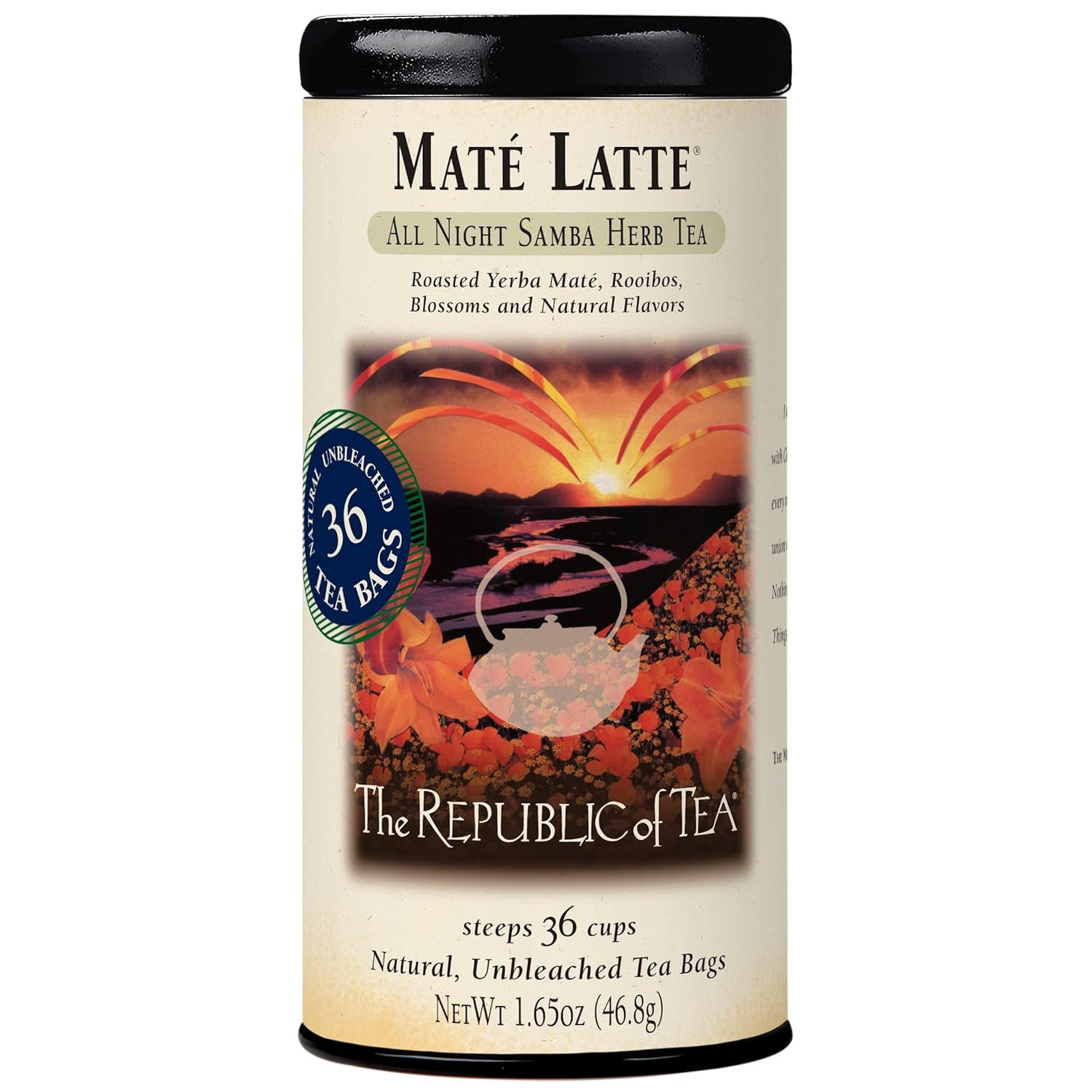 The Republic Of Tea Mate Latte Herbal Tea, 36 Tea Bag Tin