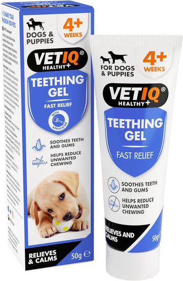 VETIQ Fast Pain Relief Teething Gel With Applicator, Helps Reduce Unwanted Chewing For Dogs & Puppies 4+ Week, 50 g4101