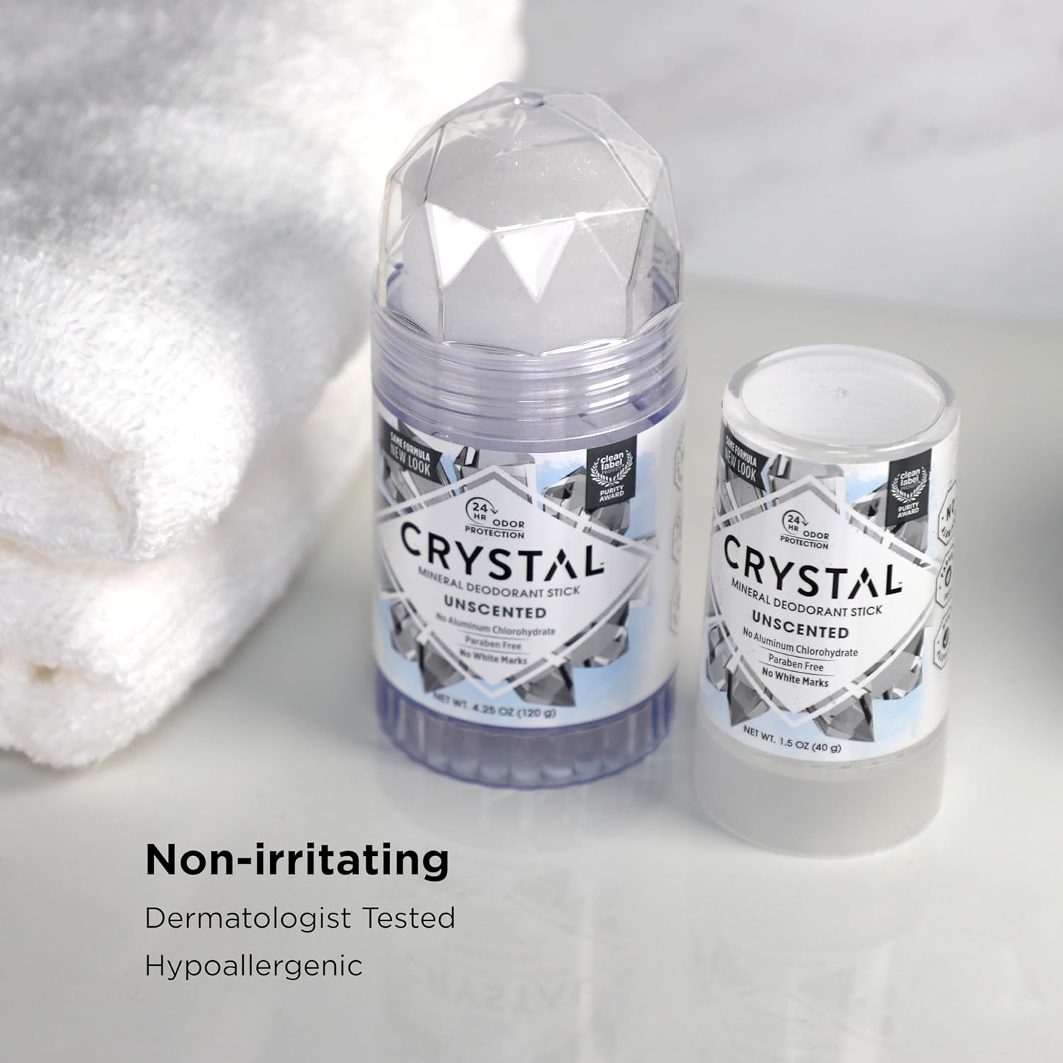 CRYSTAL Unscented Mineral Deodorant Stick (3 Pack) - 24hr Odor Protection, Non-Staining & Non-Sticky, Aluminum & Paraben Free, 4.25 oz : Beauty & Personal Care