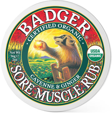 Badger - Sore Muscle Rub, Cayenne Pepper And Ginger, Organic Sore Muscle Rub, Warming Balm, Muscle Relief Balm, Warming Muscle Rub, Sore Muscle Balm, 2 Oz