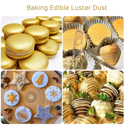 Gold Edible Luster Dust 10 Grams, Food Grade Cake Luster Dust Tasteless Dessert Dusting Powders For Baking Cherrysea Food Coloring Powder For Cupcakes, Cake Pops,Fondant,Chocolate, Candy