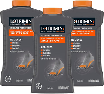 Lotrimin Af Athlete'S Foot Antifungal Powder, Miconazole Nitrate 2% Treatment, Clinically Proven Effective Antifungal Treatment Of Most Af, Jock Itch And Ringworm, 3 Ounces Bottle (Pack Of 3)