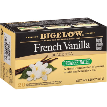 Bigelow Tea Decaffeinated French Vanilla Black Tea, Decaf Tea With French Vanilla, 20 Count Box (Pack Of 6), 120 Total Tea Bags