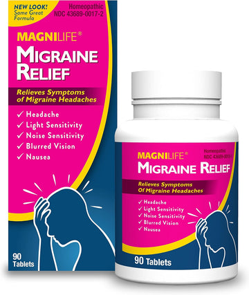 Magnilife Migraine Relief, Fact-Acting, Relieve Throbbing, Pulsating, Stabbing Headache, Ease Nausea, Light & Noise Sensitivity, And Blurred Vision - 90 Tablets