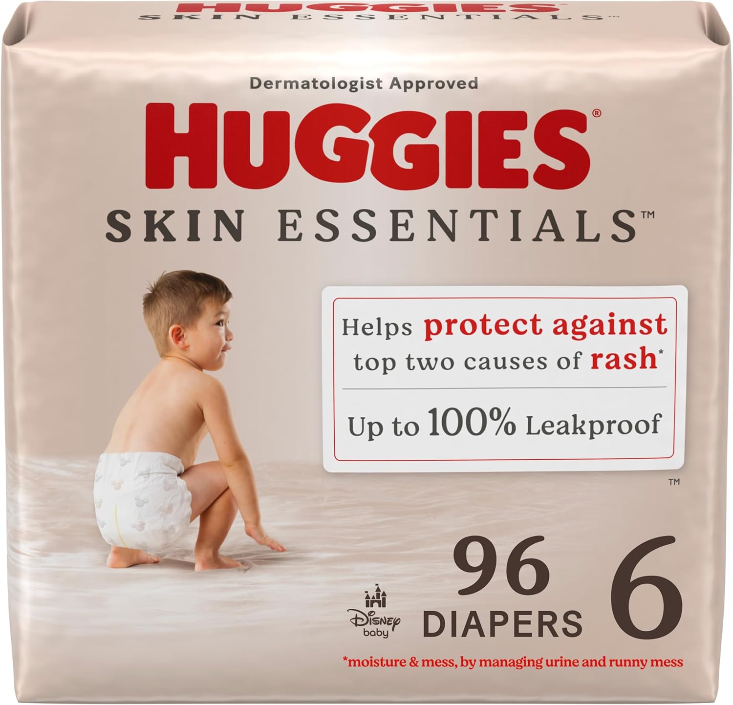 Huggies Size 6 Diapers, Skin Essentials Baby Diapers, Size 6 (35+ Lbs), 42 Count