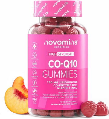 Coq10 Gummies – 250Mg High Strength Coq10 Supplement – 60 Gummies – Coenzyme Q10 With Epa, Dha, Vitamin B3 & Zinc - Co Enzyme Cq10 Naturally Fermented High Absorption Cq10 Supplement - Novomins
