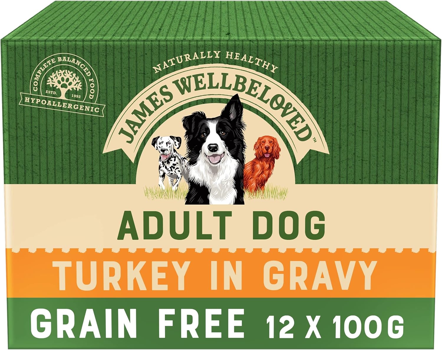 James Wellbeloved Adult Grain-Free Turkey in Gravy 12 Pouches, Hypoallergenic Wet Dog Food, Pack of 1 (12x100 g)?9003579006269