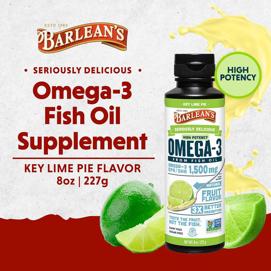 Barlean's Key Lime Pie High Potency Omega 3 Fish Oil Liquid Supplement