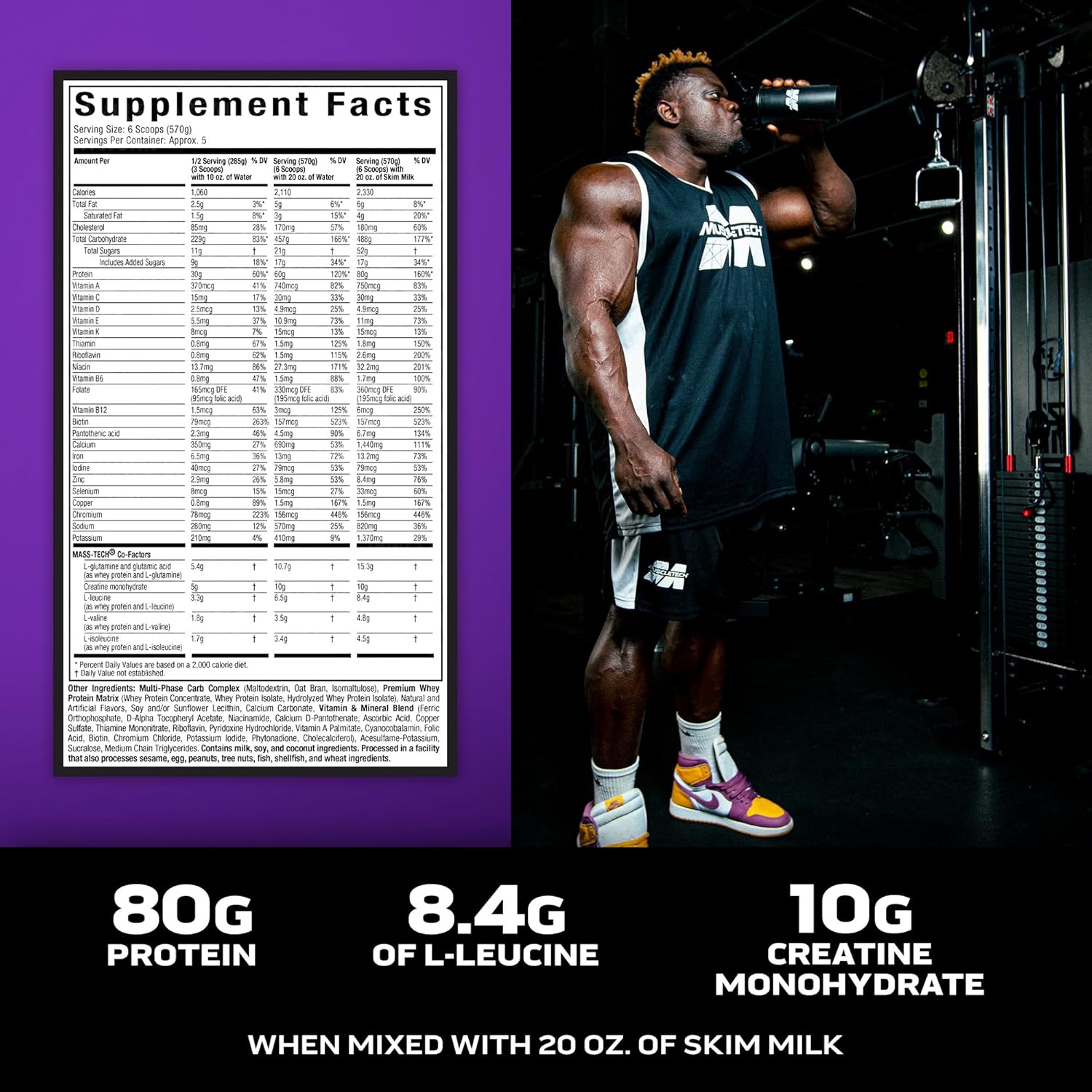 Muscletech High-Protein Mass Gainer (Vanilla Milkshake, 6Lb) - Mass Tech Extreme 2000 Mass Gainer Protein Powder Supplement - Weight Gainer For Increase Muscle, Enhanced Recovery & Strength : Health & Household