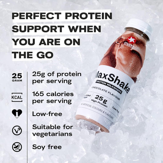 Maxinutrition Maxshake Protein Milkshake Chocolate, 12 X 330 Ml, Creamy Protein Shake For Travel, 25 G Protein, Low Fat And Low Carb, Lactose-Free, No Artificial Flavours