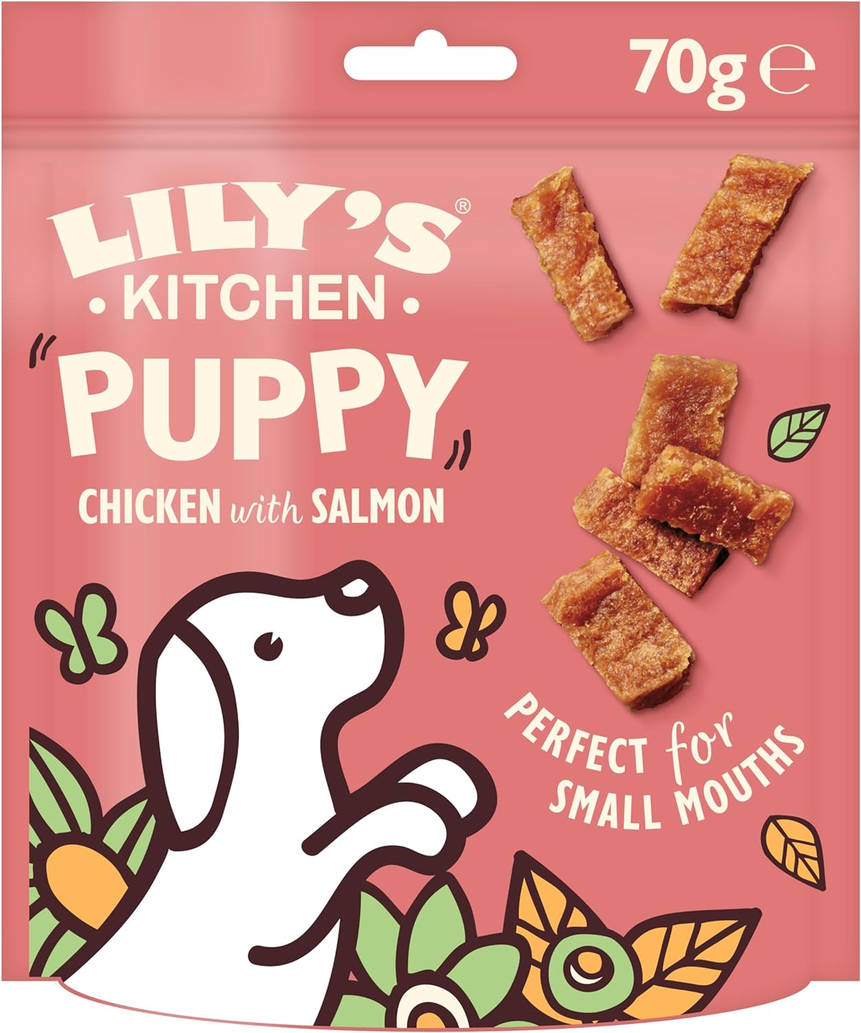 Lily’s Kitchen Made with Natural Ingredients Puppy Dog Treats Packet Chicken Nibbles with Salmon Grain-Free Recipes (8 Packs x 70g)?ANDTSPN70