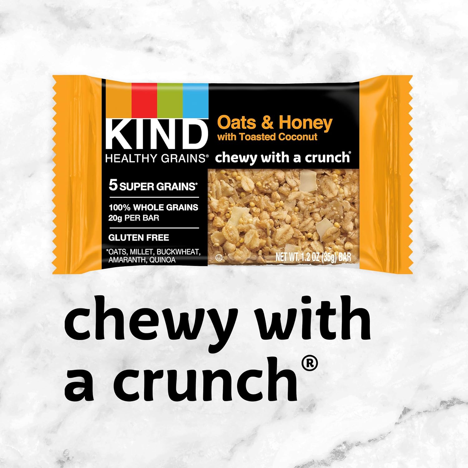 Kind Healthy Grains Oats & Honey With Toasted Coconut Bars, Gluten Free Bars, 1.2 Oz Bars (40 Count)