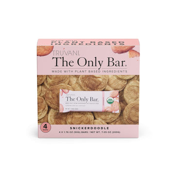 Truvani Plant Based Snack Bars | 5G Protein | 4 Pack Snickerdoodle | Organic | Vegan | The Only Bar | Dairy, Soy, And Gluten Free | Individually Wrapped