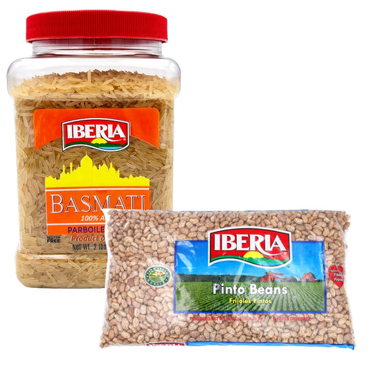 Iberia Parboiled Basmati Rice, 2 lb. + Iberia Pinto Beans 4 lb. Bundle : Everything Else